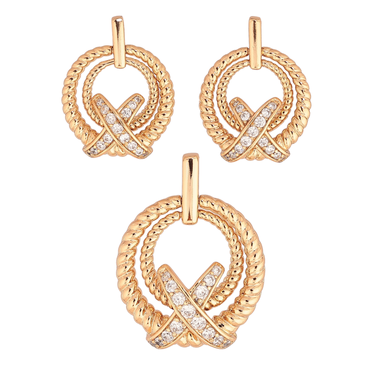 Набір Xuping Позолота 18K Сережки Кулон «Кільця з візерунком кристальні хрестики» фото №24