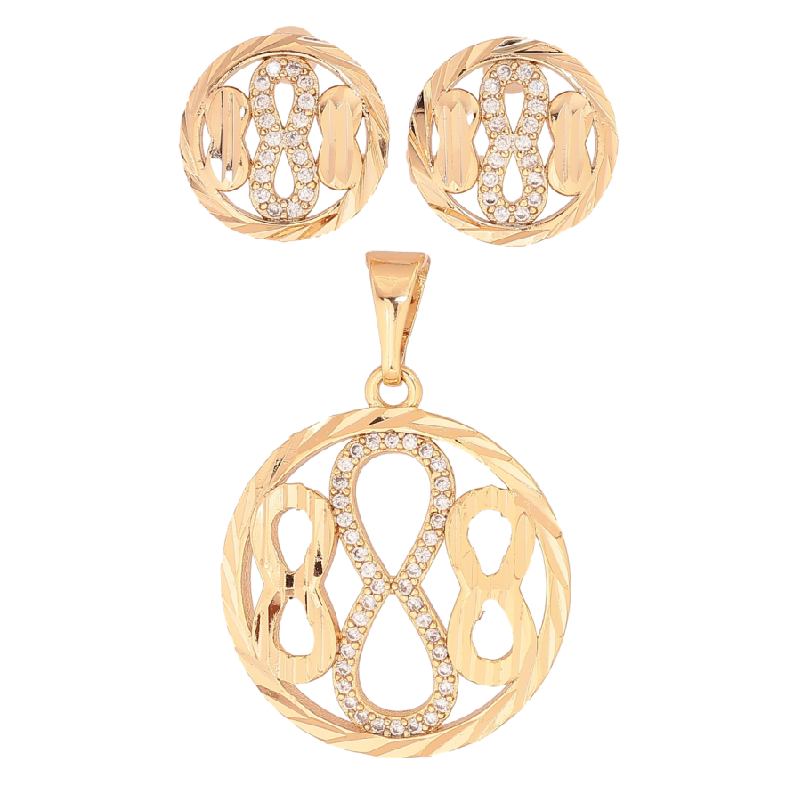 Набор Xuping Позолота 18K Серьги Кулон Кольца с узором восьмерки фото №1