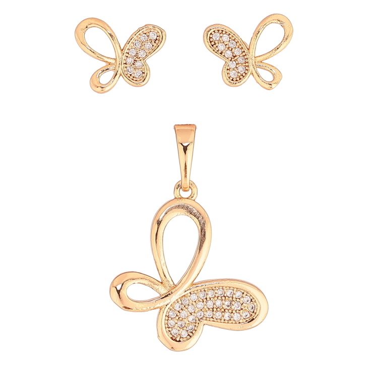Набір Xuping Позолота 18K Сережки Кулон «Метелики з кристалами» фото №2