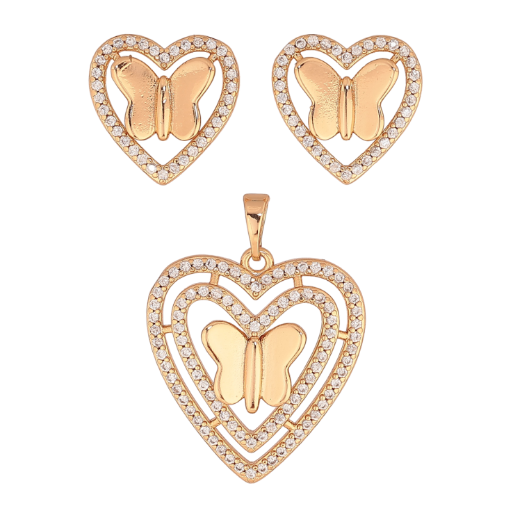Набір Xuping Позолота 18K Сережки Кулон «Сердечка з метеликами» фото №25