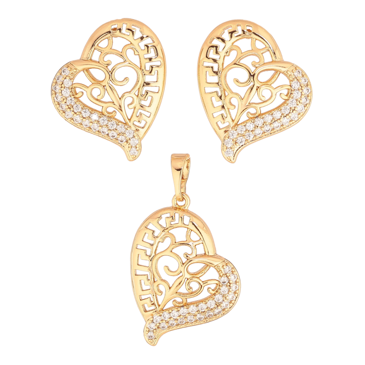 Набір Xuping Позолота 18K Сережки Кулон «Різьблені сердечка з кристалами» фото №22