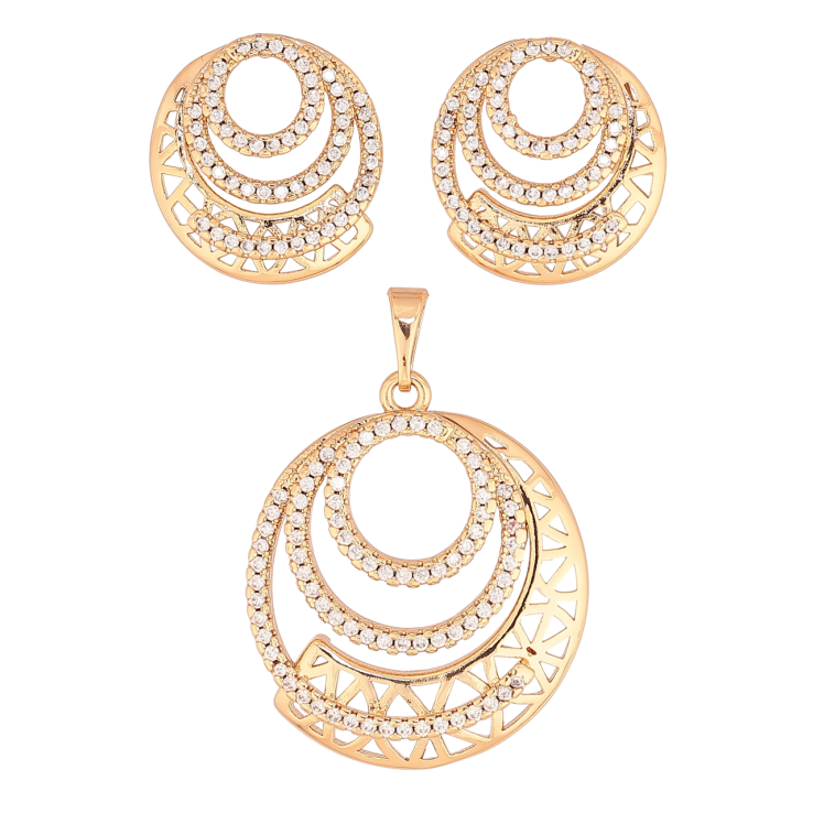 Набір Xuping Позолота 18K Сережки Кулон «Декоративні кола з кристалами» фото №11