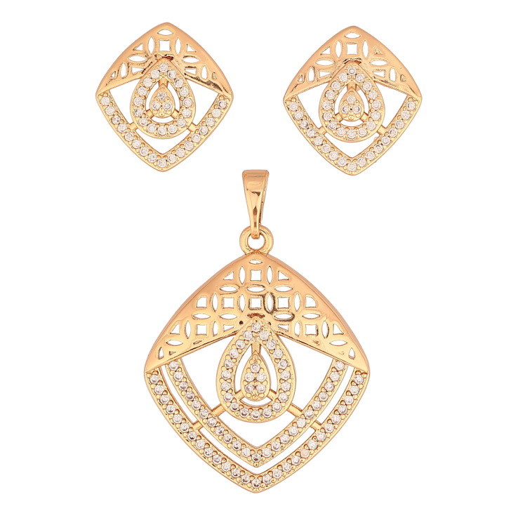 Набор Xuping Позолота 18K Серьги Кулон Декоративный ромбовый узор с кристаллами фото №24