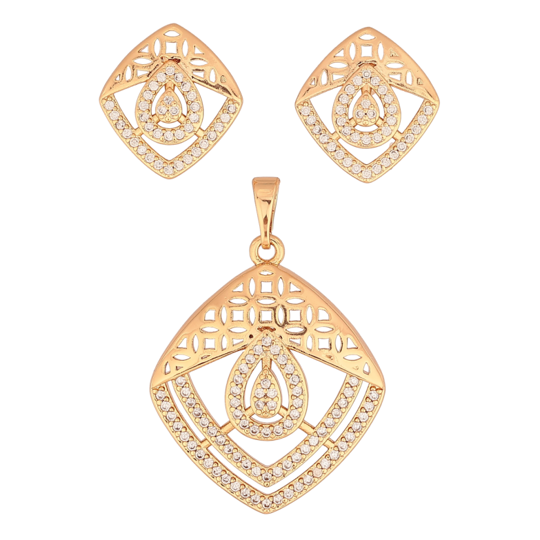 Набор Xuping Позолота 18K Серьги Кулон Декоративный ромбовый узор с кристаллами фото №10