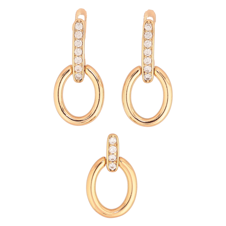 Набір Xuping Позолота 18K Сережки Кулон «Овали з доріжками кристалів» фото №4