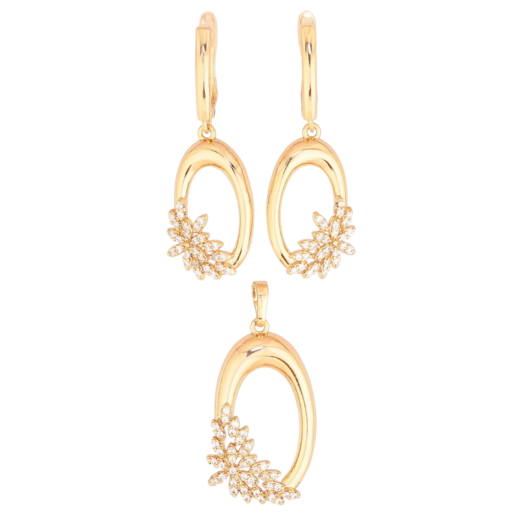 Набір Xuping Позолота 18K Сережки Кулон «Овальні підвіски з кристальним візерунком» фото №16