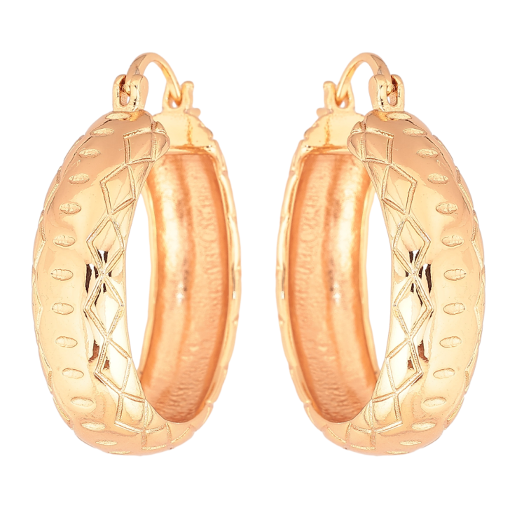 Серьги Xuping M&L Цвет 18K кольца (конго) Широкие кольца с узором ø 3см фото №17