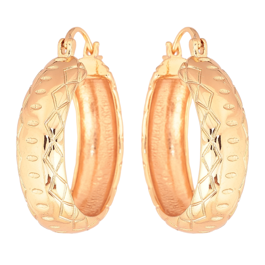 Серьги Xuping M&L Цвет 18K кольца (конго) Широкие кольца с узором ø 3см фото №1