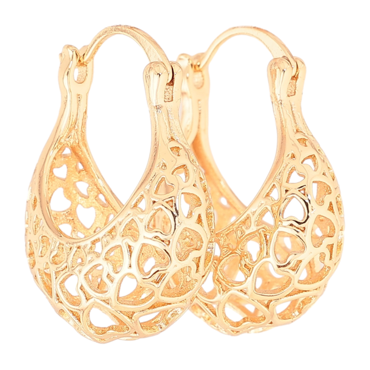 Сережки Xuping M&L Колір 18K замок-шпилька «Різьблений візерунок сердечка» ø 2,2см фото №14 Сережки Xuping M&L Колір 18K замок-шпилька «Різьблений візерунок сердечка» ø 2,2см фото №14