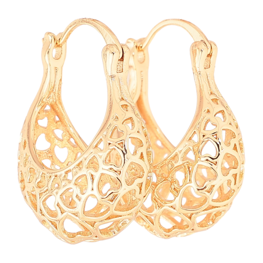 Сережки Xuping M&L Колір 18K замок-шпилька «Різьблений візерунок сердечка» ø 2,2см фото №1