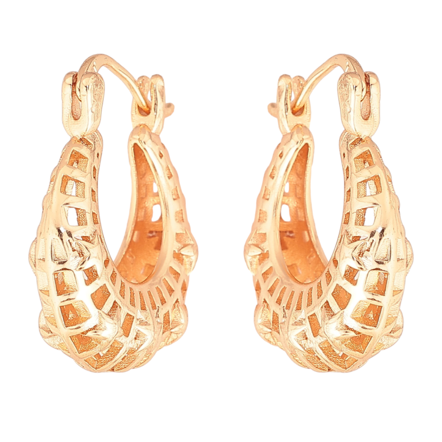 Сережки Xuping M&L Колір 18K замок-шпилька «Різьблений візерунок» ø 2см фото №1