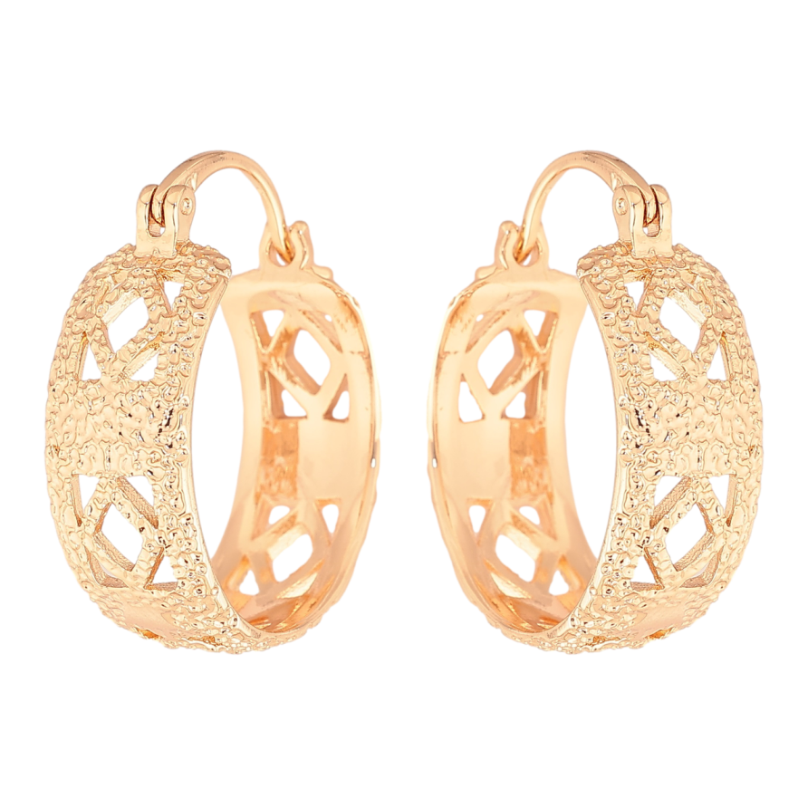 Сережки Xuping M&L Колір 18K замок-шпилька «Кільця з різьбленим візерунком» ø 2,2см фото №1 Сережки Xuping M&L Колір 18K замок-шпилька «Кільця з різьбленим візерунком» ø 2,2см фото №1