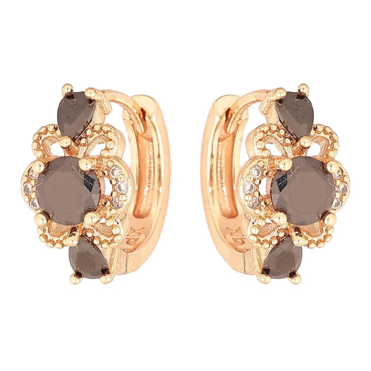 Серьги Xuping M&L Цвет 18K колечки Узор с черными кристаллами фото №24