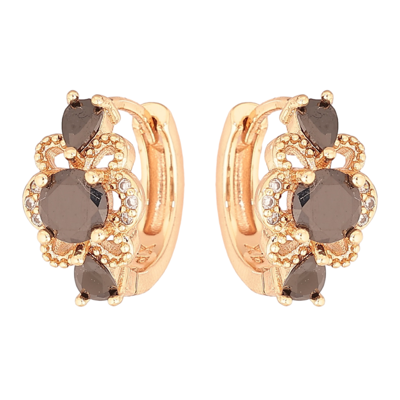 Серьги Xuping M&L Цвет 18K колечки Узор с черными кристаллами фото №1