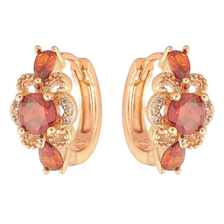 Серьги Xuping M&L Цвет 18K колечки Узор с красными кристаллами фото №7