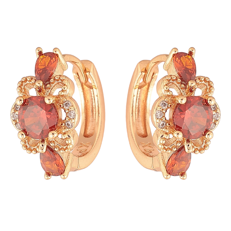 Серьги Xuping M&L Цвет 18K колечки Узор с красными кристаллами фото №5