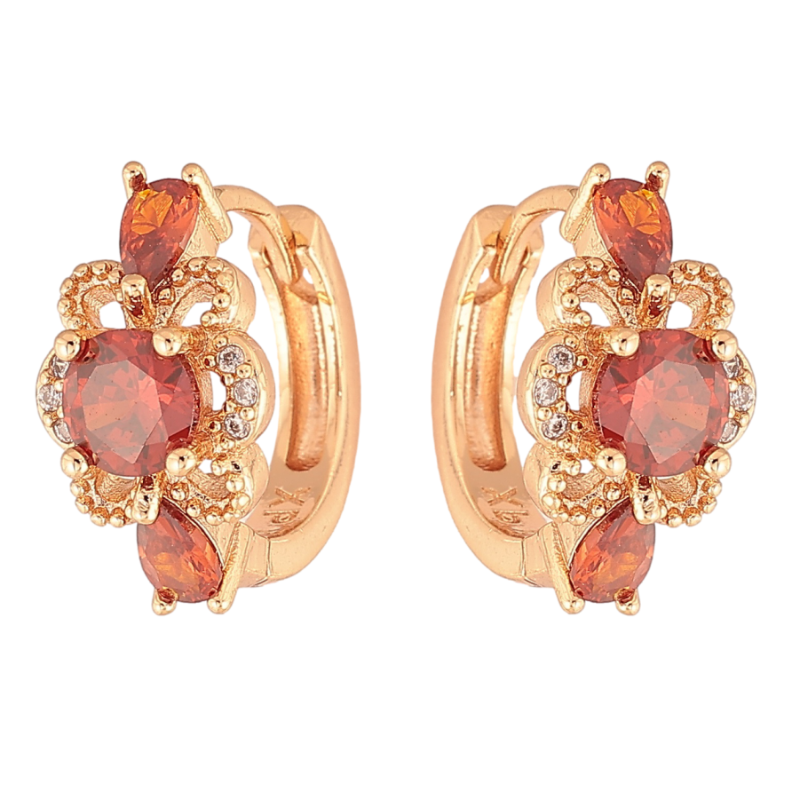 Серьги Xuping M&L Цвет 18K колечки Узор с красными кристаллами фото №1