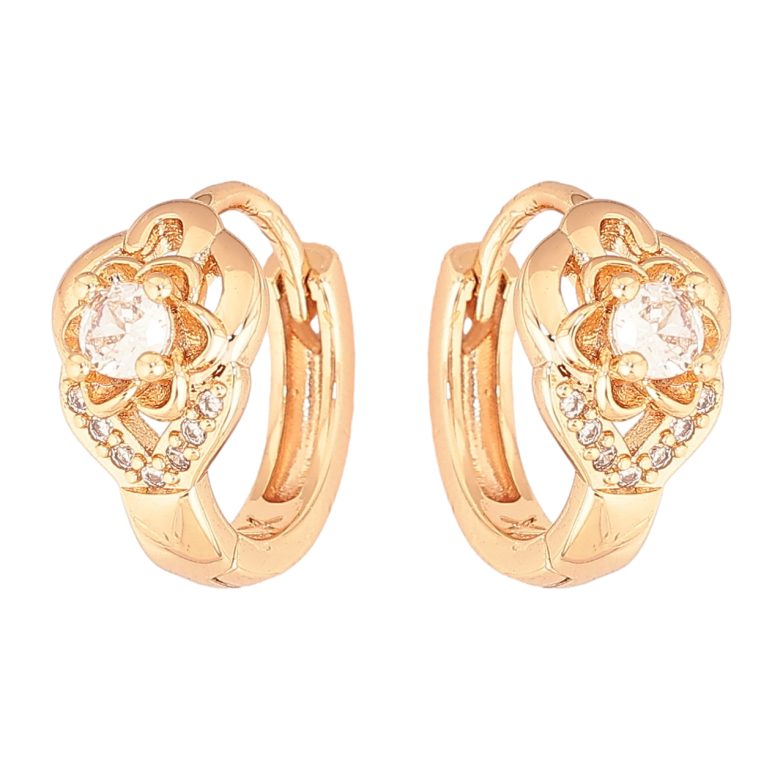 Серьги Xuping M&L Цвет 18K колечки Цветочки с кристаллами фото №1