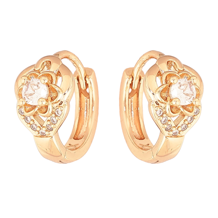 Серьги Xuping M&L Цвет 18K колечки Цветочки с кристаллами фото №1