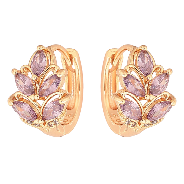 Серьги Xuping M&L Цвет 18K колечки Узор с сиреневыми кристаллами фото №1