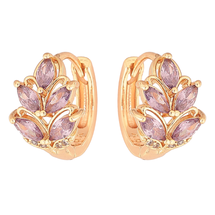 Серьги Xuping M&L Цвет 18K колечки Узор с сиреневыми кристаллами фото №1