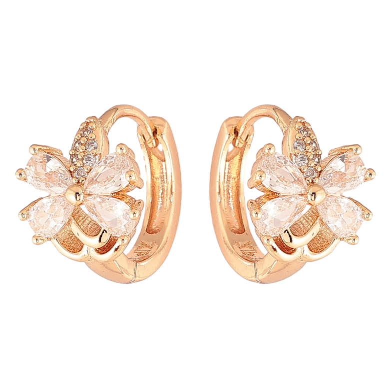 Серьги Xuping M&L Цвет 18K колечки Кристальные цветочки фото №1