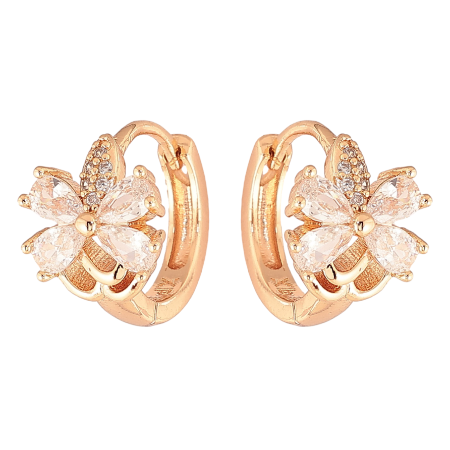 Серьги Xuping M&L Цвет 18K колечки Кристальные цветочки фото №1
