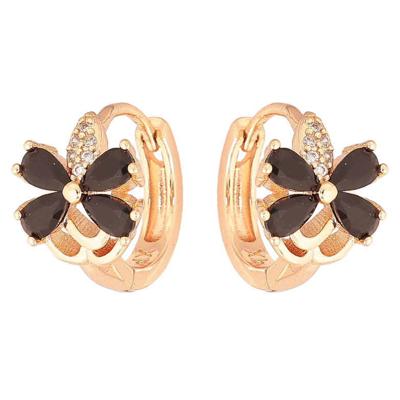 Сережки Xuping M&L Колір 18K колечка «Кристальні чорні квіточки» фото №1