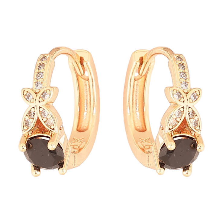 Серьги Xuping M&L Цвет 18K колечки Узор с черным кристаллом фото №25