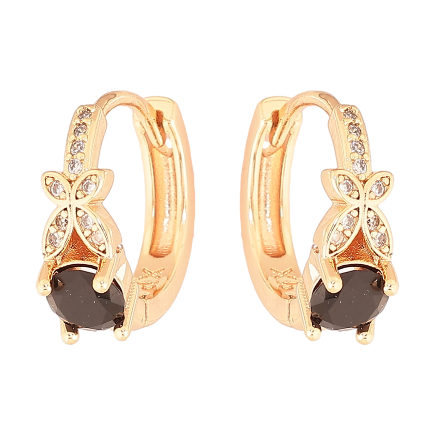 Серьги Xuping M&L Цвет 18K колечки Узор с черным кристаллом фото №1