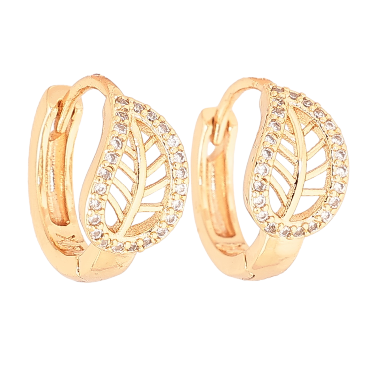 Серьги Xuping M&L Цвет 18K колечки Листики на одну сторону фото №18