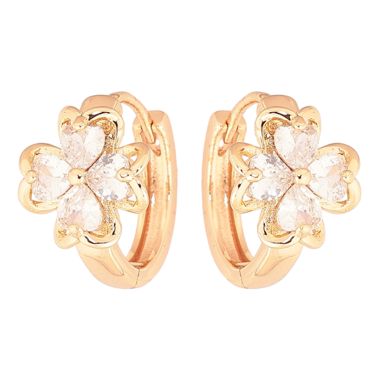 Серьги Xuping M&L Цвет 18K колечки Цветочки с кристаллами фото №8