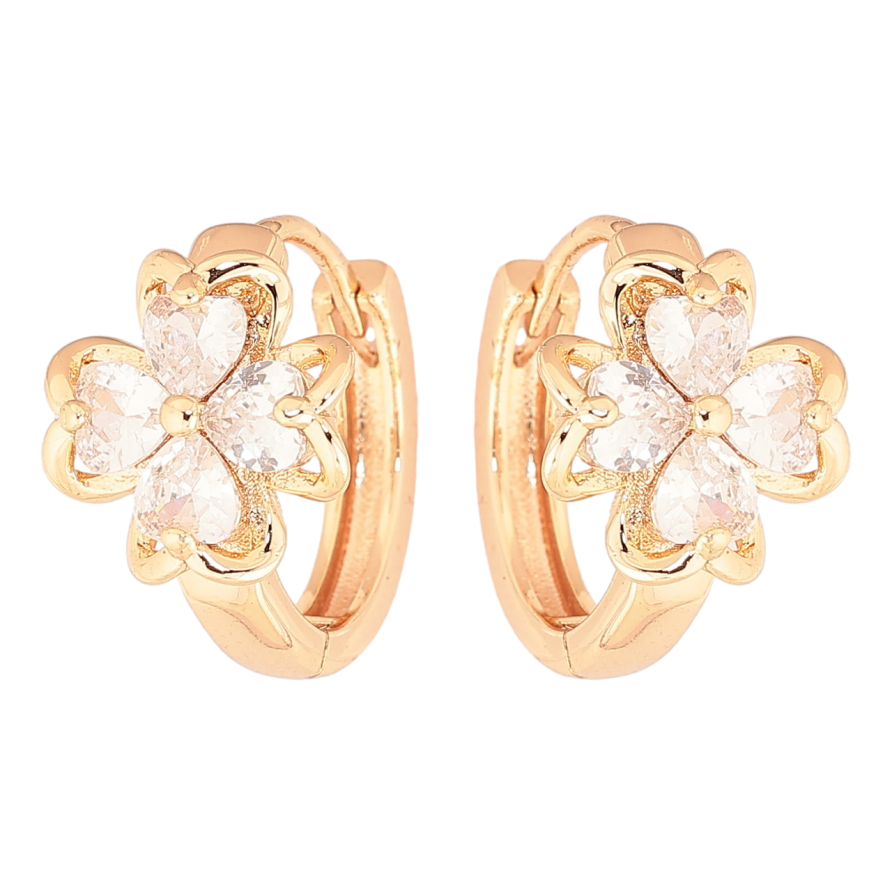 Серьги Xuping M&L Цвет 18K колечки Цветочки с кристаллами фото №1