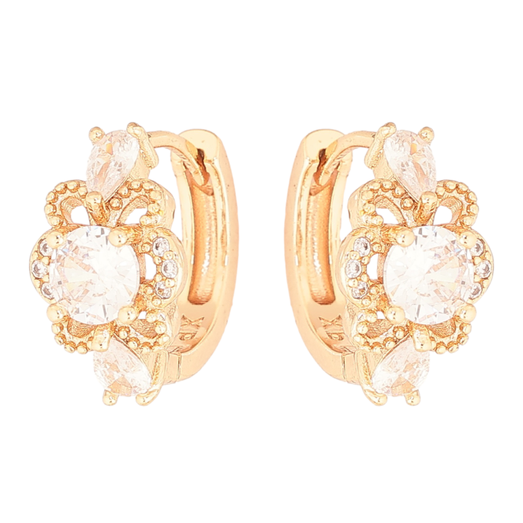 Серьги Xuping M&L Цвет 18K колечки Цветочки с кристаллами фото №15