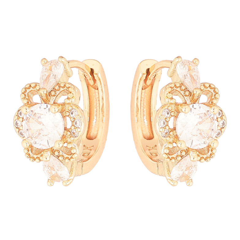 Сережки Xuping M&L Колір 18K колечка «Квіточки з кристалами» фото №6