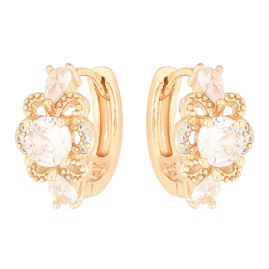 Серьги Xuping M&L Цвет 18K колечки Цветочки с кристаллами фото №1
