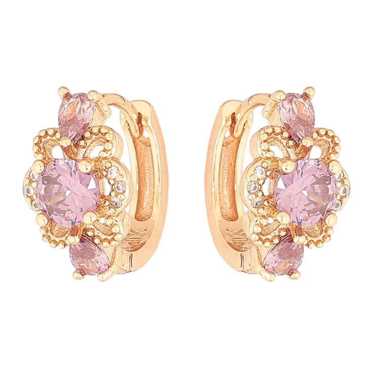 Сережки Xuping M&L Колір 18K колечка «Квіточки з бузковими кристалами» фото №22