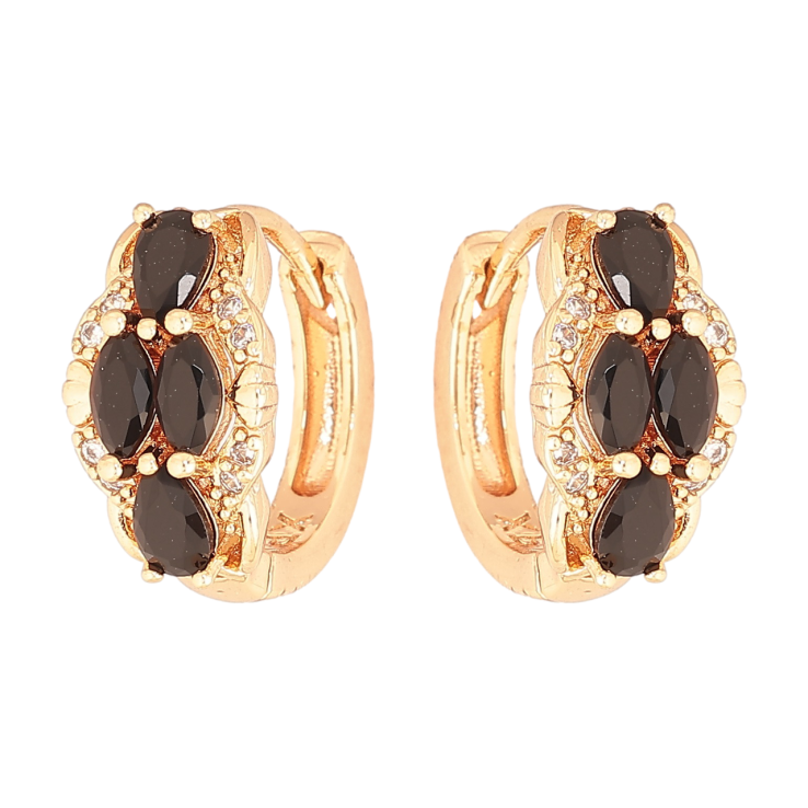 Серьги Xuping M&L Цвет 18K колечки Узор с черными кристаллами фото №24