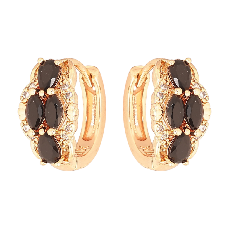 Сережки Xuping M&L Колір 18K колечка «Візерунок з чорними кристалами» фото №1