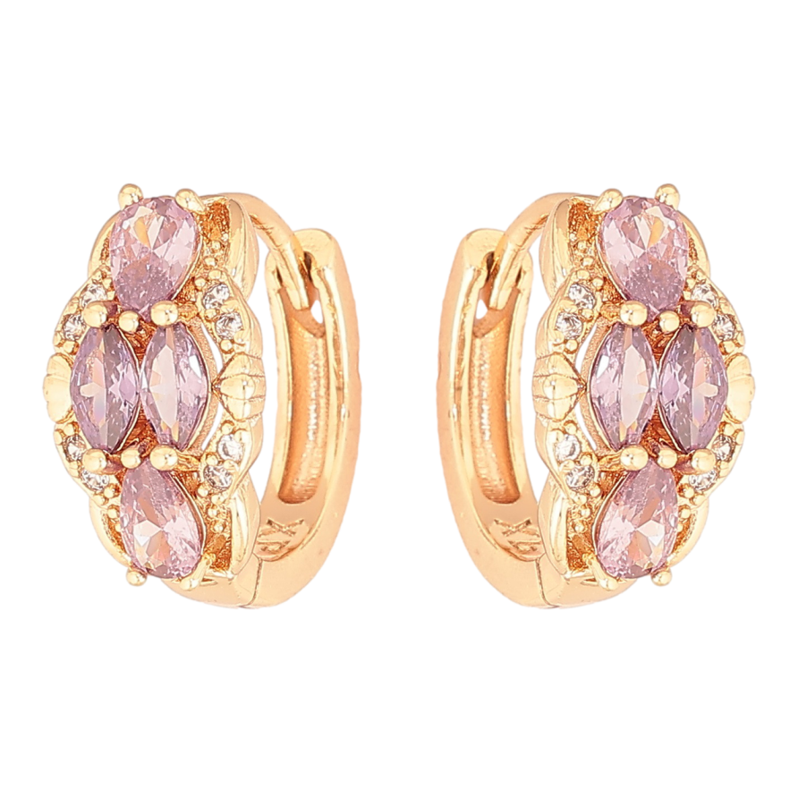 Серьги Xuping M&L Цвет 18K колечки Узор с сиреневыми кристаллами фото №1