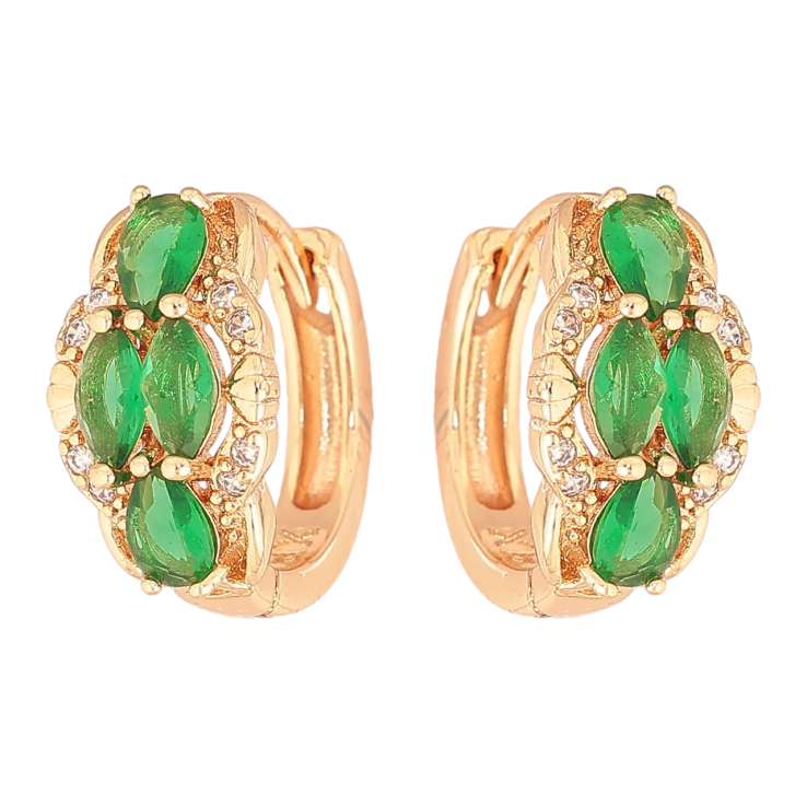 Сережки Xuping M&L Колір 18K колечка «Візерунок з зеленими кристалами» фото №25