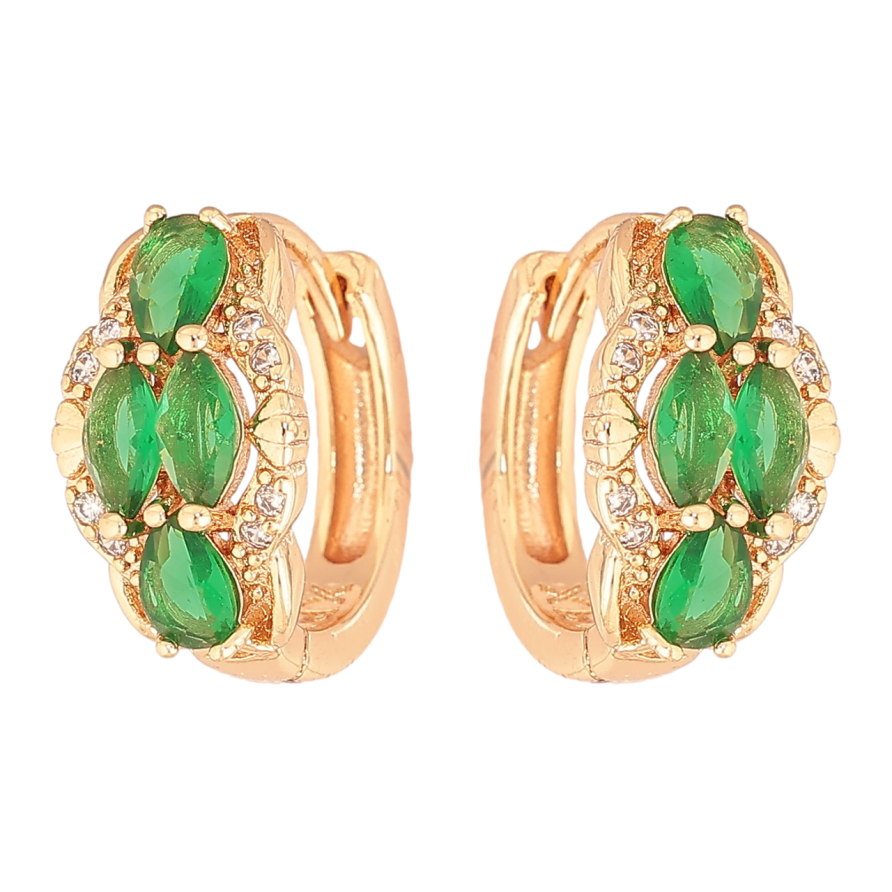 Сережки Xuping M&L Колір 18K колечка «Візерунок з зеленими кристалами» фото №1