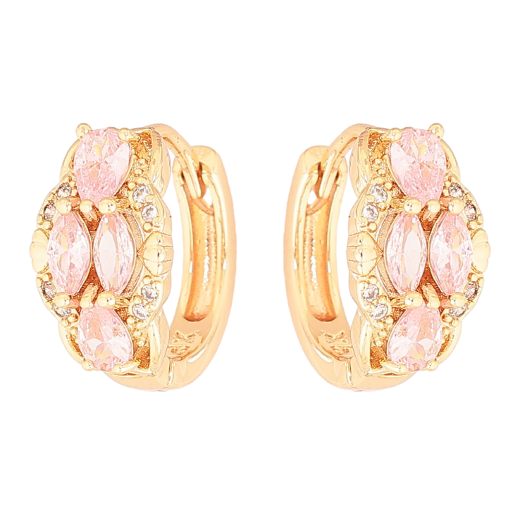 Серьги Xuping M&L Цвет 18K колечки Узор с розовыми кристаллами фото №4