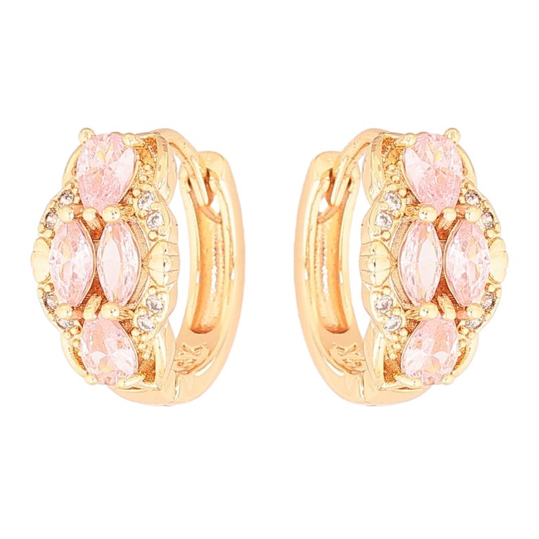 Сережки Xuping M&L Колір 18K колечка «Візерунок з рожевими кристалами» фото №1