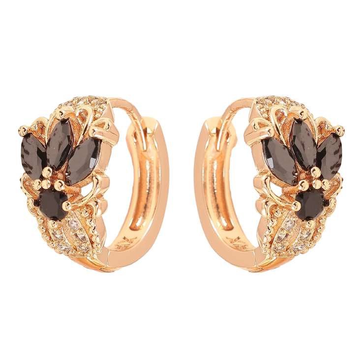 Серьги Xuping M&L Цвет 18K колечки Узор с черными кристаллами фото №25