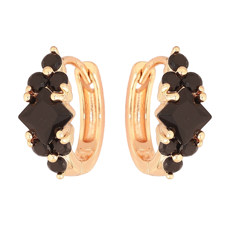 Серьги Xuping M&L Цвет 18K колечки Узор с черными кристаллами фото №16