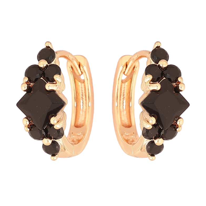 Сережки Xuping M&L Колір 18K колечка «Візерунок з чорними кристалами» фото №1