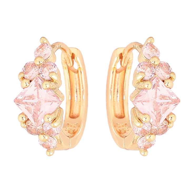 Серьги Xuping M&L Цвет 18K колечки Узор с розовыми кристаллами фото №5