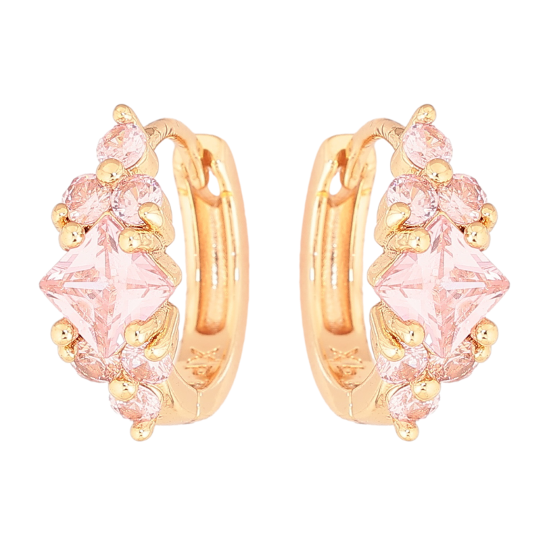 Серьги Xuping M&L Цвет 18K колечки Узор с розовыми кристаллами фото №1