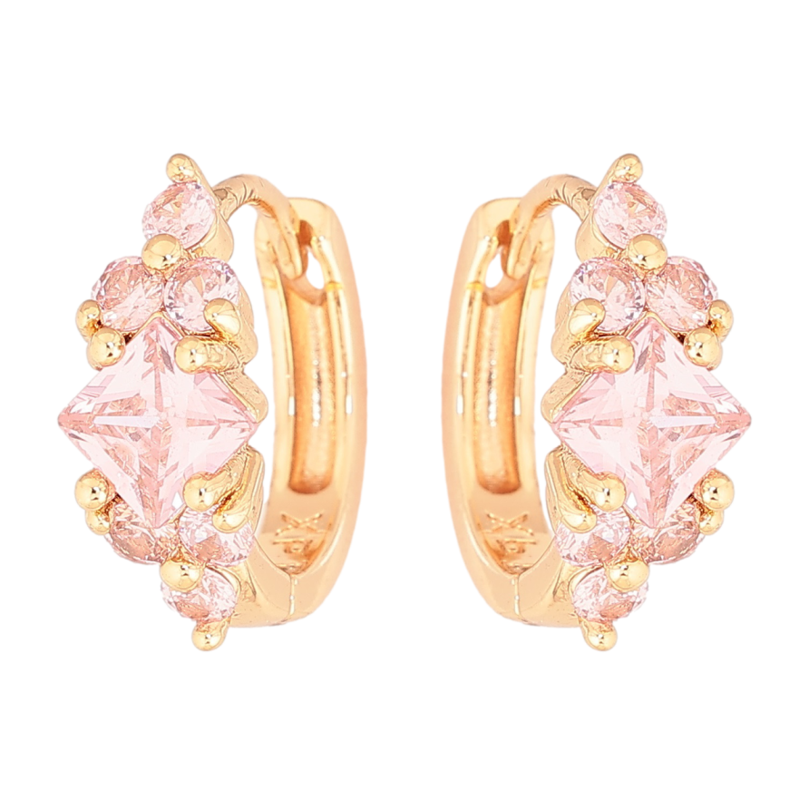 Серьги Xuping M&L Цвет 18K колечки Узор с розовыми кристаллами фото №1